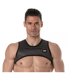 Herren Harness mit 3D-Mesh & Reißverschlusstaschen – Schwarz-Grau | TOF Paris