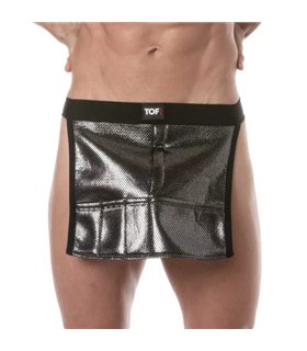 3D Taillenschürze Silber – sexy Mesh, elastischer Bund, praktische Taschen | TOF Paris