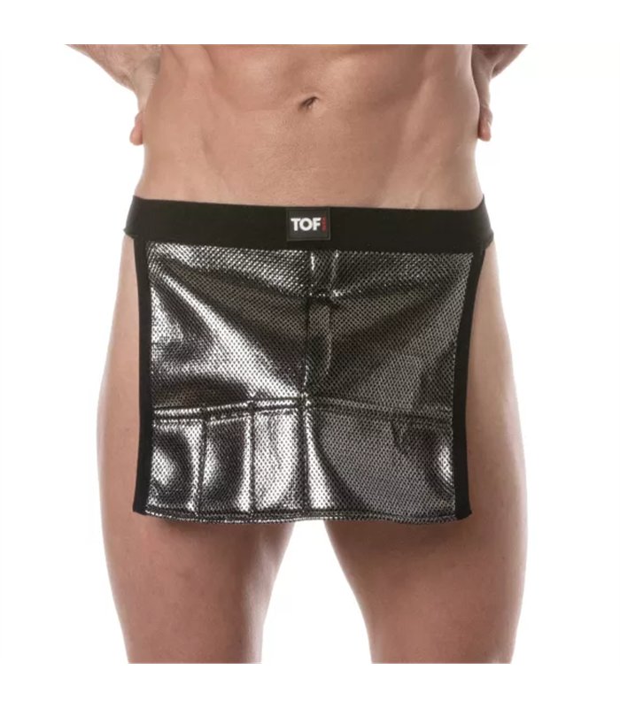 3D Taillenschürze Silber – sexy Mesh, elastischer Bund, praktische Taschen | TOF Paris