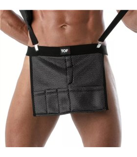 3D Taillenschürze Schwarz-Grau – Sexy Mesh, elastischer Bund | TOF Paris