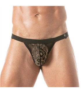 Jockstrap Herren Schwarz – Transparente Spitze & Garter-Loops | TOF Paris