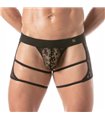 Herren Lace String Thong – chaps-inspiriertes Design, elastisch, Schwarz | TOF Paris