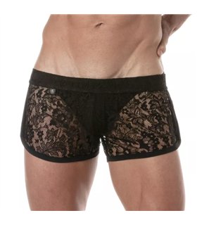 Shorts aus elastischer Spitze, sexy Cut mit Cut-Outs, Schwarz | TOF Paris Shorts aus elastischer Spitze, sexy Cut mit Cut-Outs, Schwarz | TOF Paris