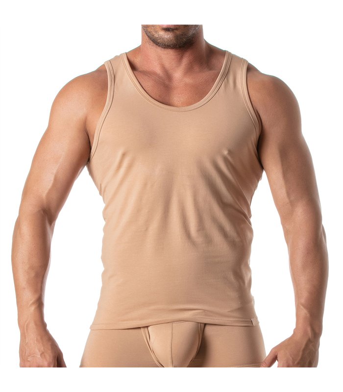 Tanktop Herren Beige – Körpernah & Atmungsaktiv für Sommer | TOF Paris