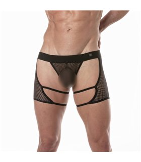 Herrenstring Fishnet Chaps – elastisch, transparent & provokativ, Schwarz | TOF Paris