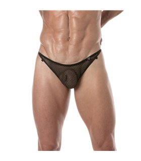 Herren Tanga Netzstoff – atmungsaktiv, verführerisch & komfortabel, Schwarz | TOF Paris