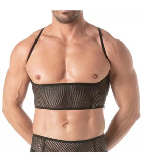 Bustier Herren Fishnet Mesh – Verstellbar & Atmungsaktiv, Schwarz | TOF Paris