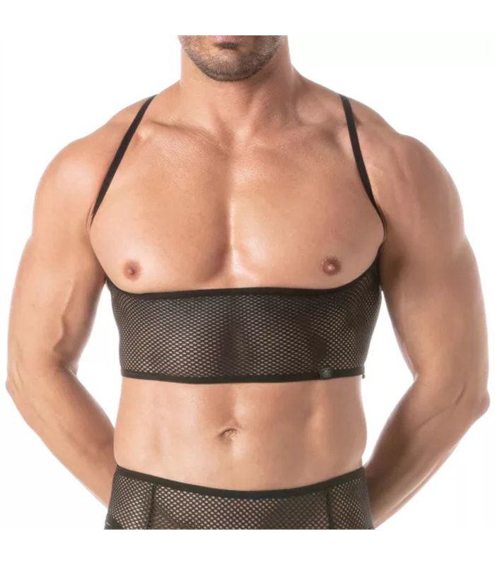Bustier Herren Fishnet Mesh – Verstellbar & Atmungsaktiv, Schwarz | TOF Paris