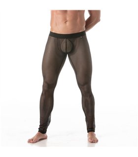 Leggings Herren Mesh – Transparente Netz-Optik mit Fronttasche, Schwarz | TOF Paris