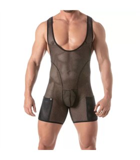 Wrestling Body Herren Mesh-Body mit elastischem Komfort in Schwarz | TOF Paris