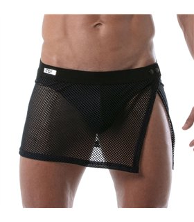 Herren Mesh Rock mit verstellbarem Bund – transparent & modern, Schwarz | TOF