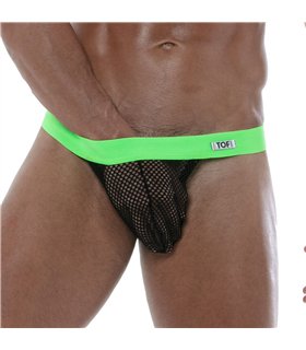 Stringless Tanga mit durchsichtigem Mesh & Maxi-Volumen-Effekt, Schwarz | TOF