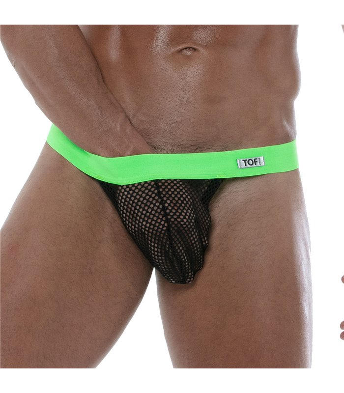 Stringless Tanga mit durchsichtigem Mesh & Maxi-Volumen-Effekt, Schwarz | TOF