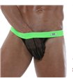 Stringless Tanga mit durchsichtigem Mesh & Maxi-Volumen-Effekt, Schwarz | TOF