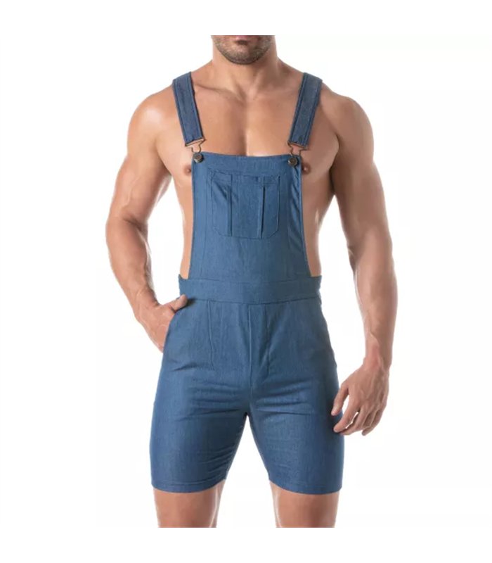 Jeans-Latzhose Shorts Herren – Leicht & Figurbetont mit 5 Taschen, Blau | TOF Paris