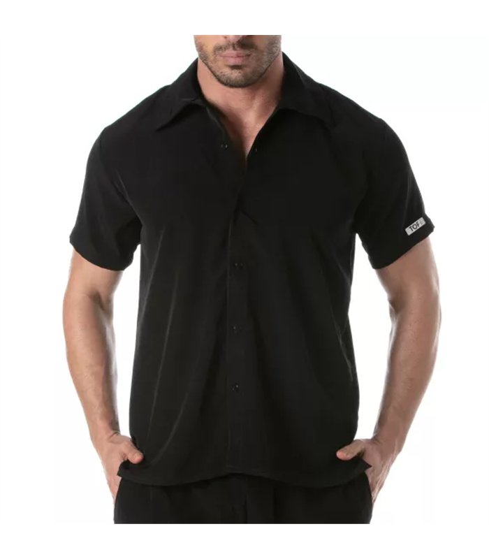 Herren Sommerhemd kurzarm – leicht & bequem mit elegantem Schnitt, Schwarz | TOF Paris
