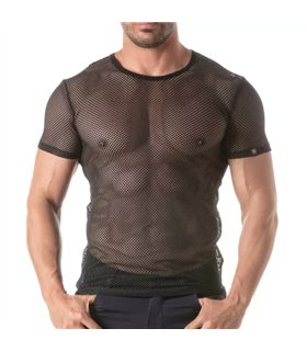 Mesh T-Shirt Herren – Transparenter Look, Atmungsaktiv & Enganliegend, Schwarz | TOF Paris