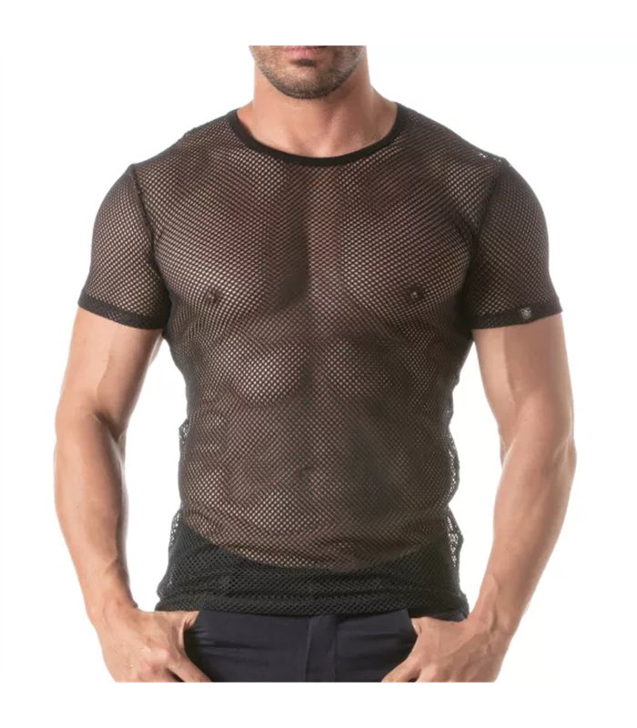 Mesh T-Shirt Herren – Transparenter Look, Atmungsaktiv & Enganliegend, Schwarz | TOF Paris