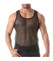 Tank Top Herren Mesh-Optik Stretch Komfort Schwarz | TOF Paris