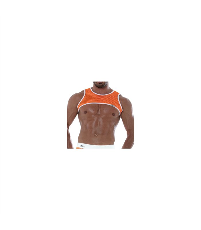 Harness Orange Neon – Fluoreszierendes Mesh mit H-Design | TOF Paris