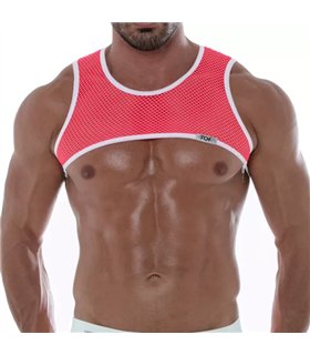 Harness Pink – Neon Mesh, auffälliges Clubwear-Accessoire | TOF Paris
