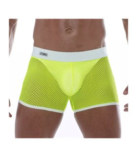 Mesh Shorts Neon Gelb – Leicht, Stretch & Clubwear-Highlight | TOF Paris