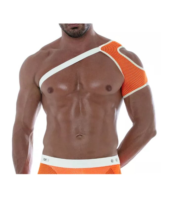 Schulter-Harness Orange mit Neon-Mesh – auffälliger Clubstyle | TOF Paris