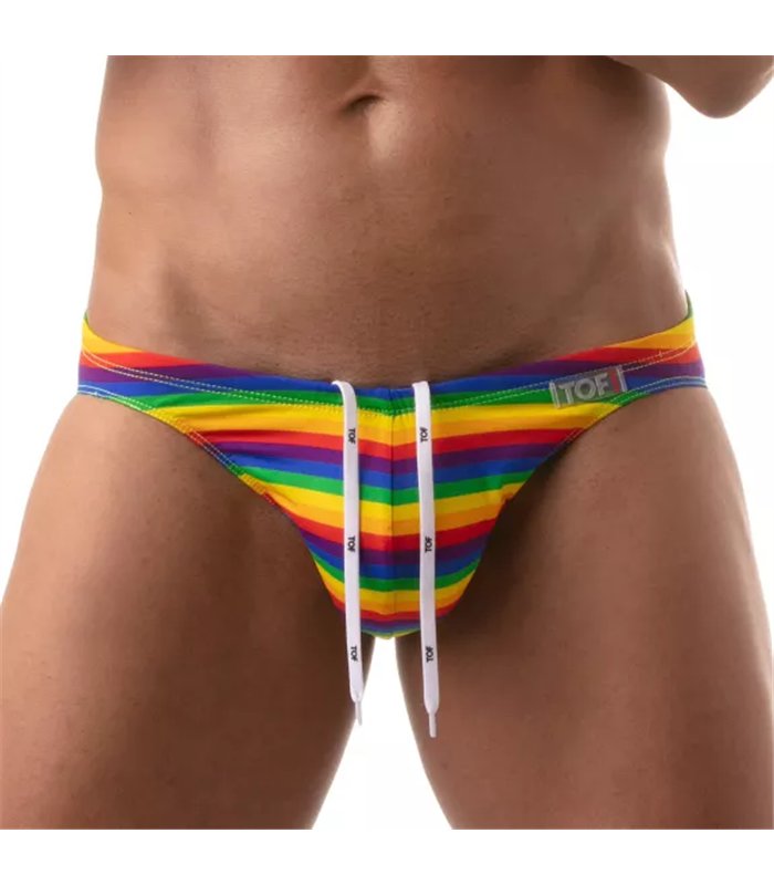 Badehose Herren Rainbow – bunte Pride-Streifen & elastischer Bund | TOF Paris