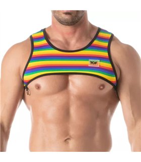 Herren Harness Rainbow – Bunter Stretch Komfort mit D-Ringen | TOF Paris