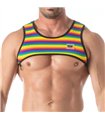 Herren Harness Rainbow – Bunter Stretch Komfort mit D-Ringen | TOF Paris