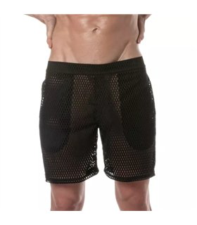 Herren Long Shorts Transparent Mesh – Leicht & Atmungsaktiv schwarz | TOF Paris