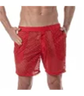 Herren Long Shorts Rot – Transparenter Look mit Mesh & Komfort | TOF Paris