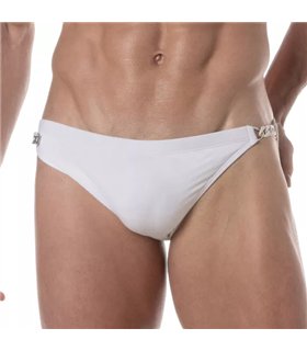 Herren Badebriefs mit seitlicher Kettendetail – Eleganter Look, Weiß | TOF Paris