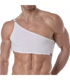 Tank Top Weiß – Asymmetrisch mit auffälligem Ketten-Detail | TOF Paris