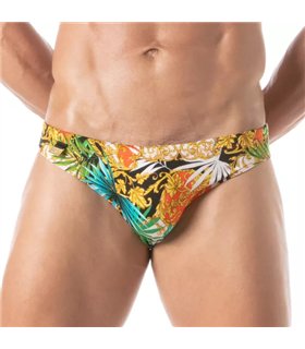 Herren Badeslip Barock-Design – Slim Fit, Komfort & Style, Orange | TOF Paris