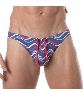 Badehose Mini Briefs Blau – Slim Fit mit stylischem Printdesign | TOF Paris