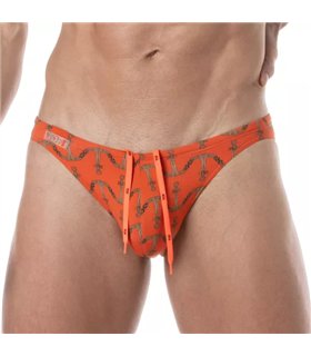 Badehose Mini Briefs Orange – Slim Fit mit stylischem Print | TOF Paris