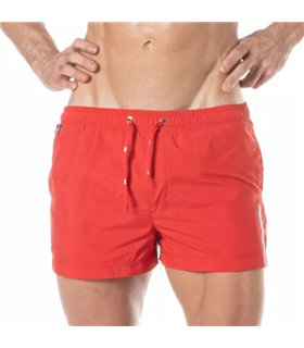 Badeshorts Herren – Mid-Thigh Schnitt mit schnelltrocknendem Stoff, Rot | TOF Paris
