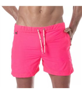 Badeshorts Neon Pink – Leuchtstark, mit Reißverschlusstaschen & Slim Fit | TOF Paris
