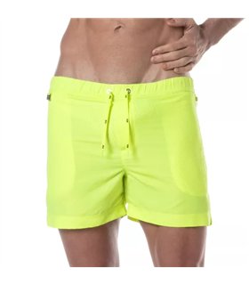 Neon Long Shorts Gelb – Leuchtende Badehose mit Reißverschlusstaschen | TOF Paris