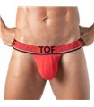 Herren Stringless Thong mit Komfort-Beutel und Jacquard-Bund – Rot | TOF Paris