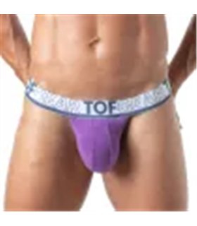Stringless Thong mit weichem Baumwollkomfort und breitem Bund, Lila | TOF Paris