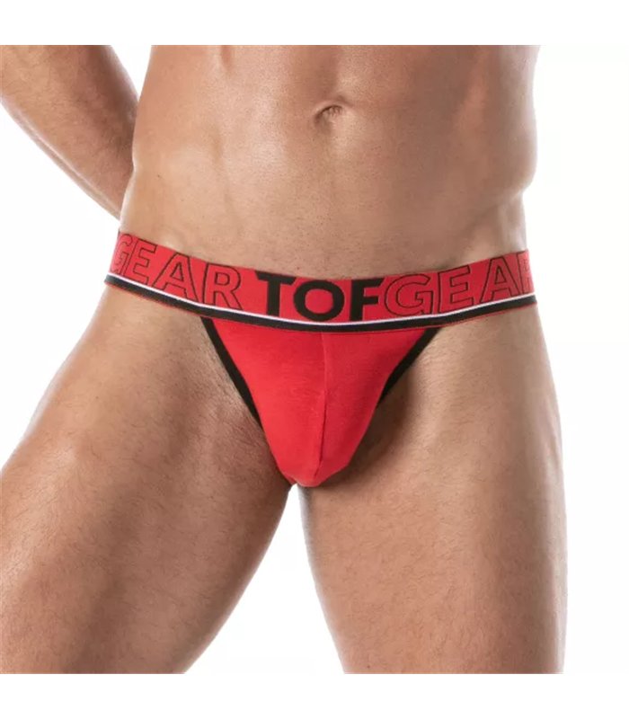 Jockstrap mit weichem Bi-Stretch Baumwollstoff & Jacquard-Bund, Rot | TOF Paris