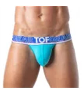 Tanga mit flexiblem Jacquard-Bund – weich & elastisch, Türkis | TOF Paris