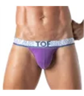 Tanga mit Stretch-Baumwolle & flexiblem Jacquard-Bund in Lila | TOF Paris