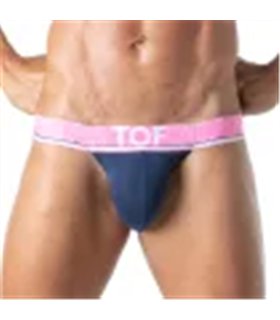 Tanga mit weichem Bi-Stretch & flexiblem Jacquard-Bund Marineblau | TOF Paris