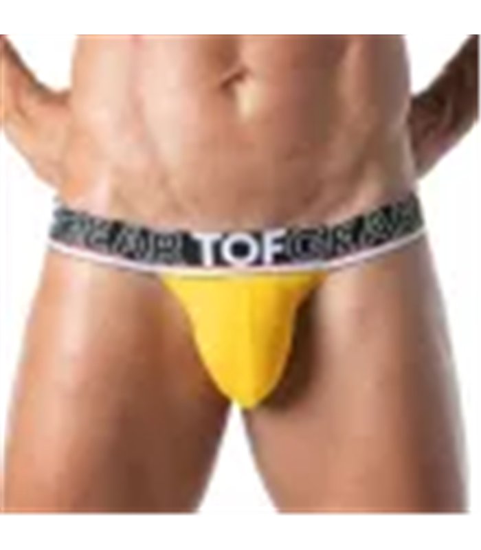 Tanga Gelb – Weicher Bi-Stretch Stoff mit Jacquard-Bund | TOF Paris