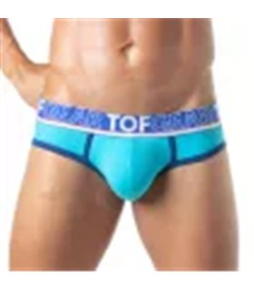 Herren Slips Türkis, weiche Bi-Stretch Baumwolle, elastischer Jacquardbund | TOF Paris