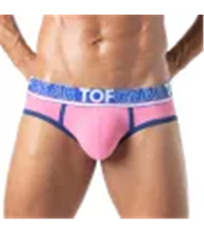 Herren Slips Pink mit elastischem Jacquard-Bund und Kontraststreifen | TOF Paris