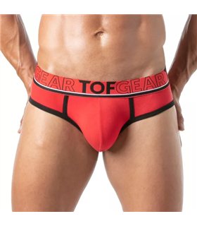 Herren Slips Backless Comfort mit breitem Jacquard-Bund, Rot | TOF Paris